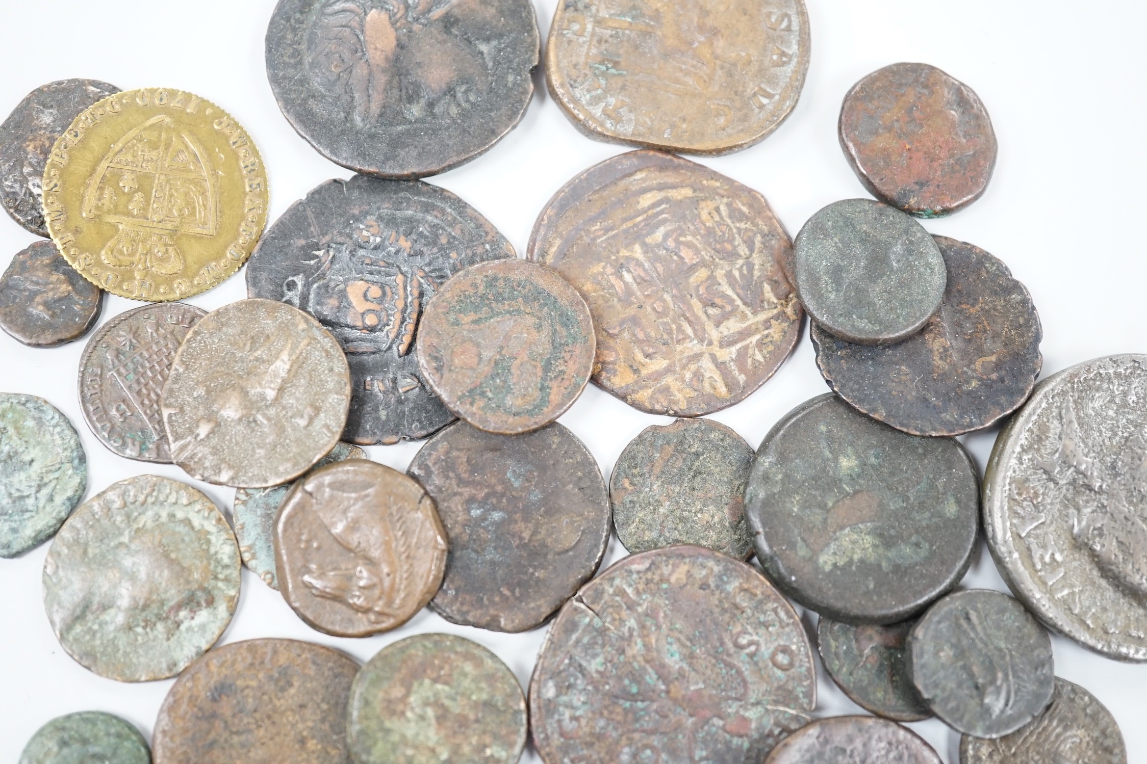 A selection of mixed Roman and later coins